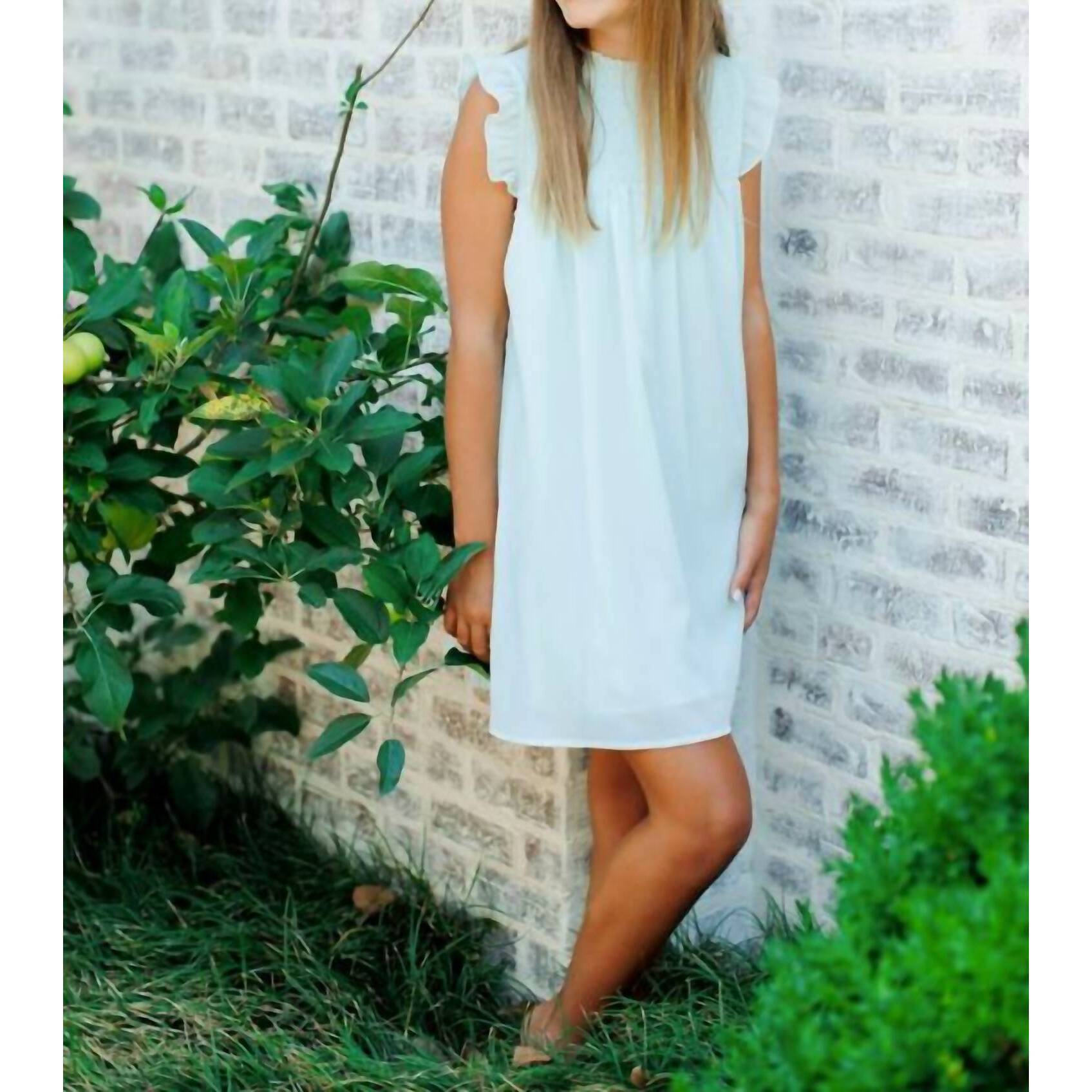 New Pleat Girl's Lottie Dress In Mist